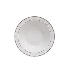 14 oz White/ Silver Line Design Bowls (10)