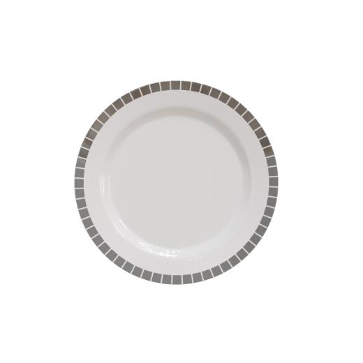 7.5 In. White/Silver Slit Design Plates - 10 Ct.