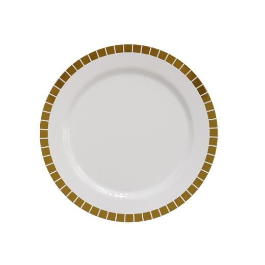9 In. Cream/Gold Slit Design Plates - 10 Ct.