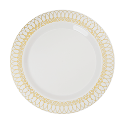 9 In. Gold Ovals Design Plates - 10 Ct.