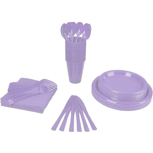 Main image of 350 Pcs Lavender Plastic Tableware Set
