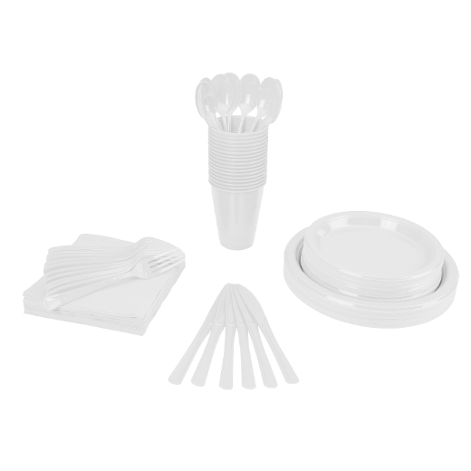 350 Pcs Disposable Tableware Set - White