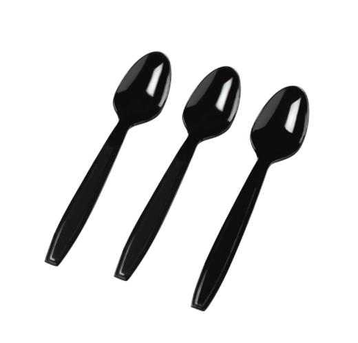 Alternate image of Heavy Duty Black Plastic Tea Spoons - 50 Ct.
