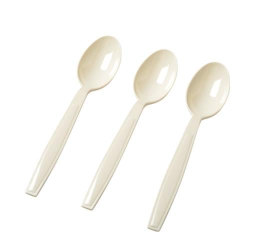 Heavy Duty Bone Plastic Tea Spoons - 50 Ct.