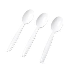 Heavy Duty White Plastic Tea Spoons - 50 Ct.