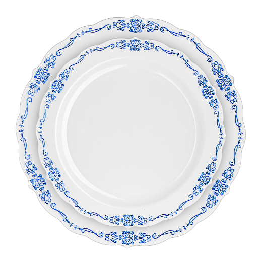 Main image of White and Navy Victorian Dinnerware Set