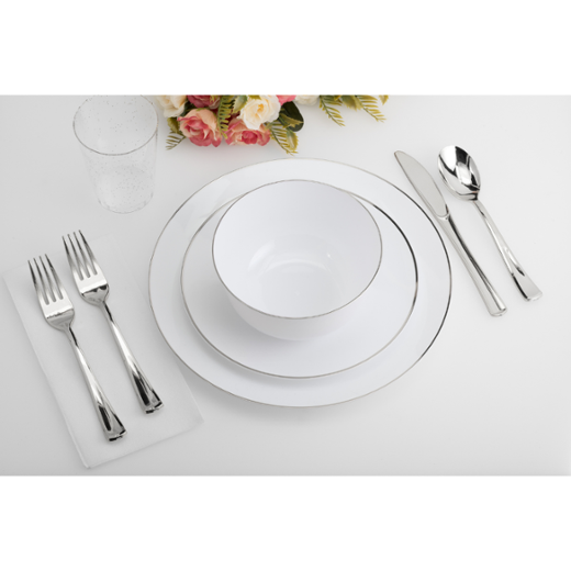 Alternate image of Disposable Silver Classic Dinnerware Set