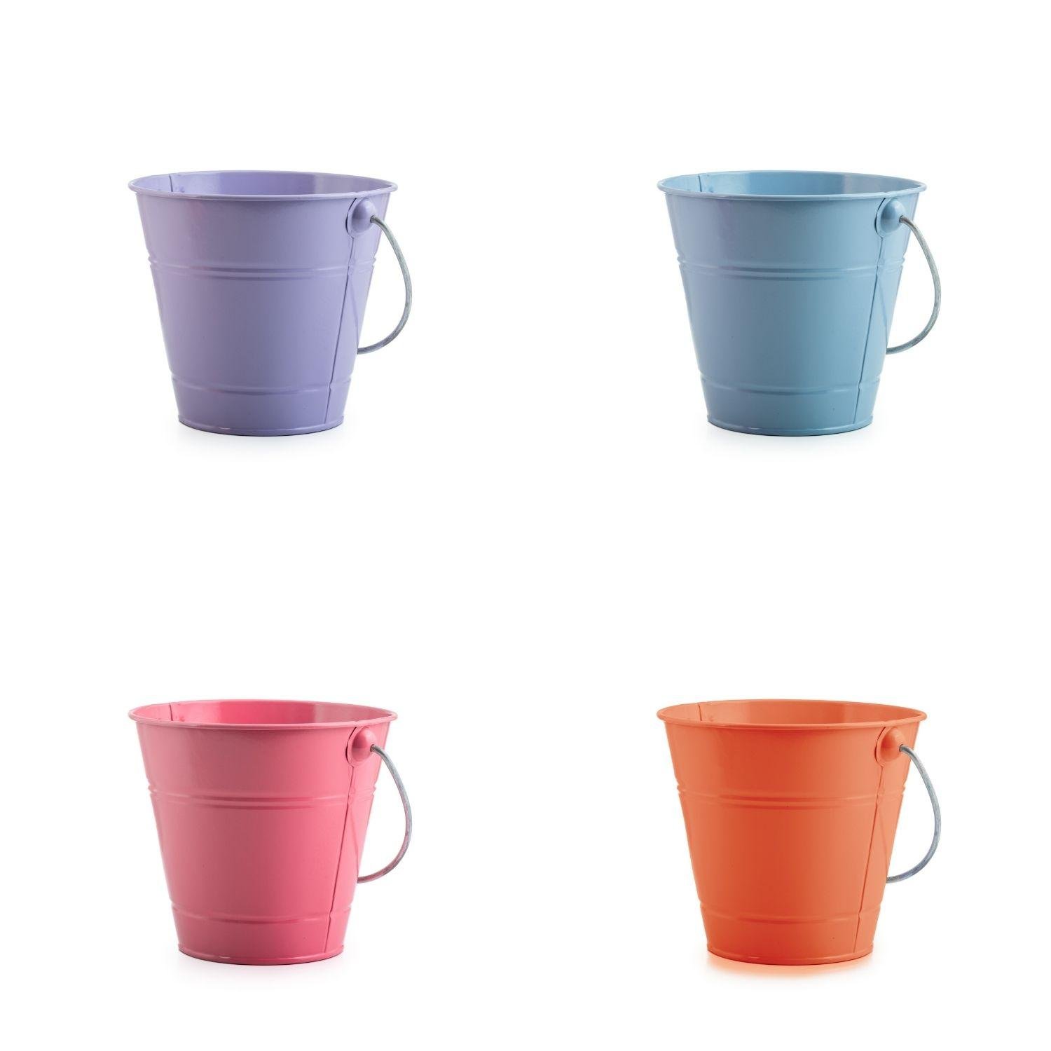 ITALIA 6 Pack Metal Bucket Orange Metal Bucket 5 H x 6 Click and Pick Color and Size. 