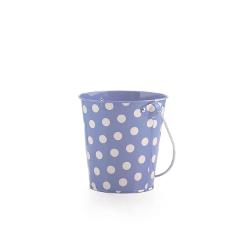 Miniature Decorative Metal Bucket with Periwinkle Polka Dots