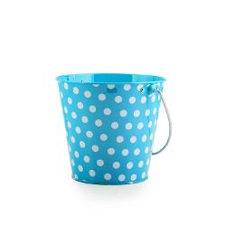 Decorative Metal Bucket with Polka Dots-Turquoise