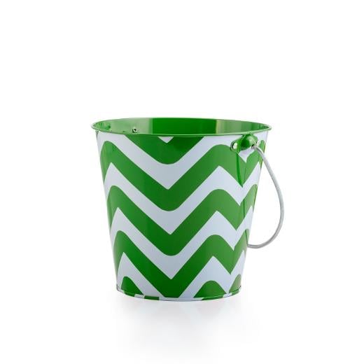 Main image of Green Chevron Decorative Metal Bucket