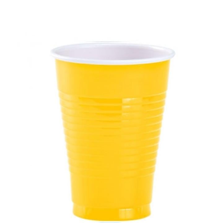 12 Oz. Yellow Plastic Cups - 20 Ct.