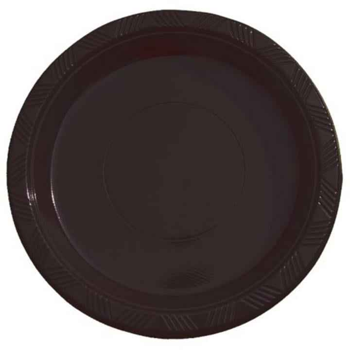 7in. Black plastic plates (50)