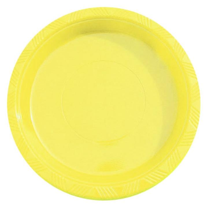10 In. Light Yellow Plastic Plates - 50 Ct.