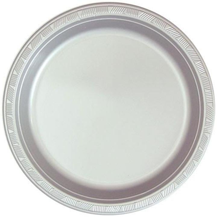 7in. Silver plastic plates (50)