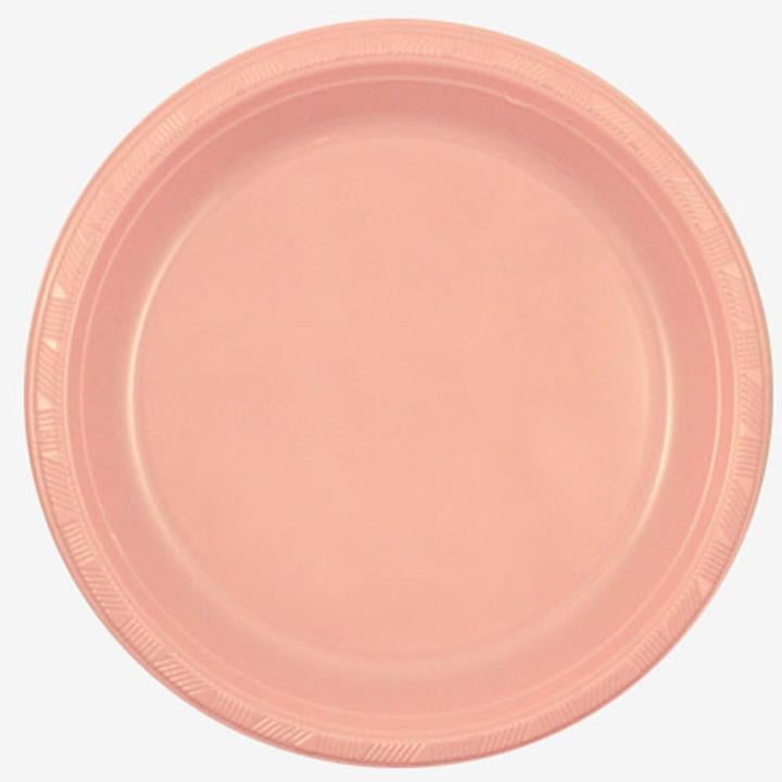 9in. Pink plastic plates (50)