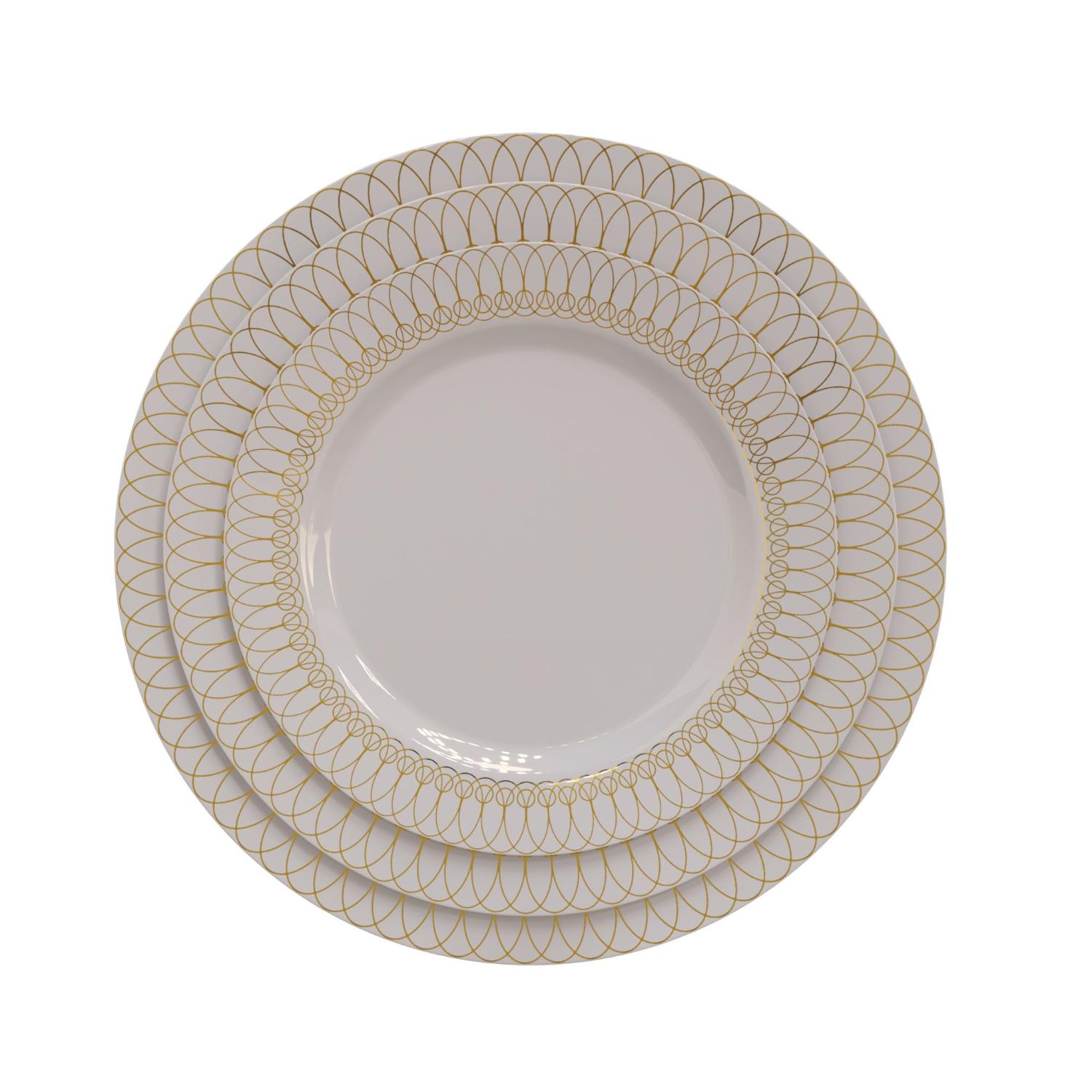 Cream/Gold Ovals Design Dinnerware Set