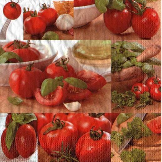 Main image of Fresh Tomato Basil Designer Napkins - 16 Ct.
