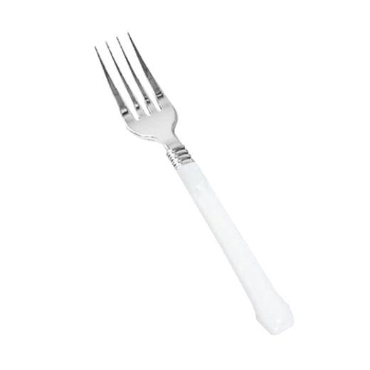 Alternate image of Reflections Silver & White Plastic Forks - 20 Ct.