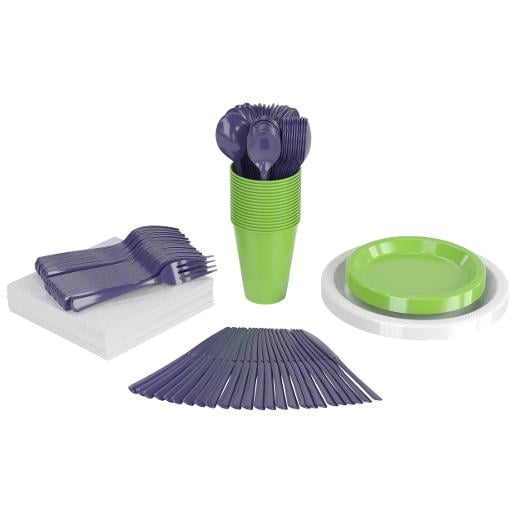Main image of 350 Pcs Navy/Lime/White Disposable Tableware Set