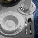 White/Silver Leaf Design Dinnerware Set