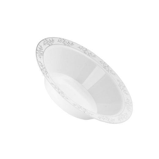 Alternate image of White/Silver Leaf Design Dinnerware Set