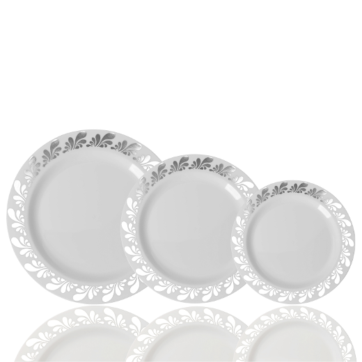 Alternate image of White/Silver Splash Design Plates