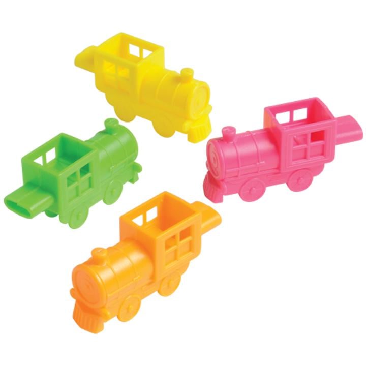 Mini Neon Train Whistles - 12 Ct.
