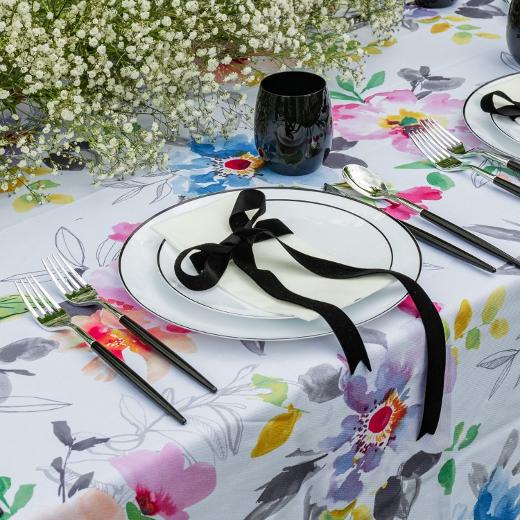 Alternate image of Disposable White and Black Rim Dinnerware Set