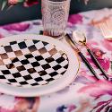 Disposable White Classic and Checkerboard Dinnerware Set