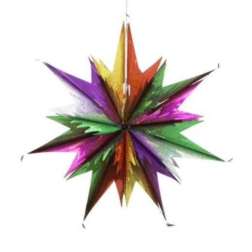 Main image of Multi Colored Foil Star Decoration
