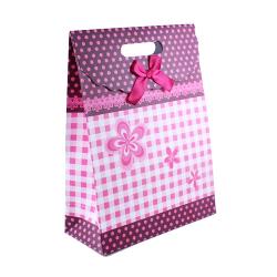 Medium Pink Gingham Flower Gift Bag
