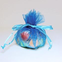 Turquoise Small Flower Edge Organza Pouch (12)