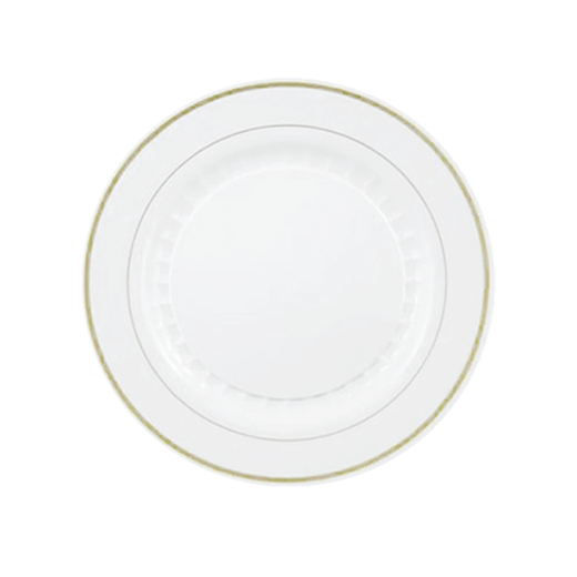 Main image of 10 In. White/Gold Elegance Plates - 10 Ct.
