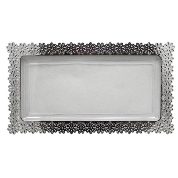 8 In. x 15 In. Silver Edged Flower Tray - 2 Ct.