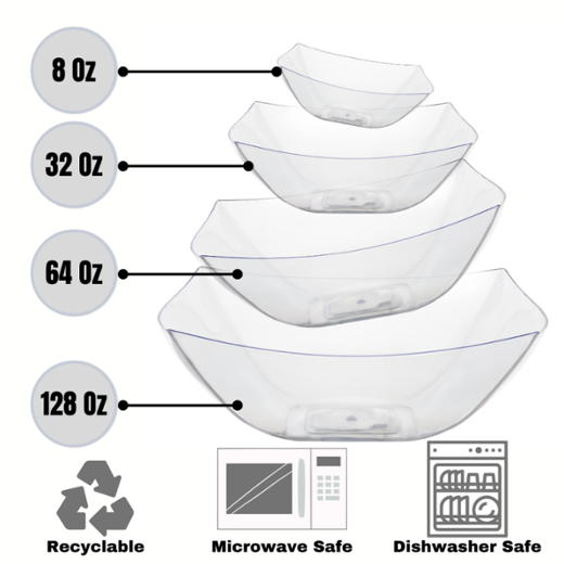 Alternate image of 64oz Convex Bowl - Clear