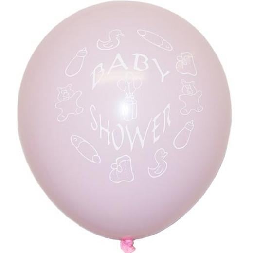 12 In. Pink "Baby Shower" Latex Balloons - 10 Ct.