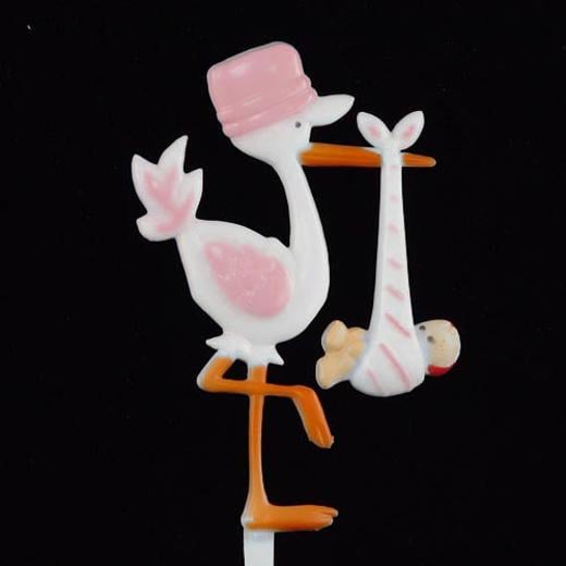 Main image of Baby Girl Stork Cupcake Pick