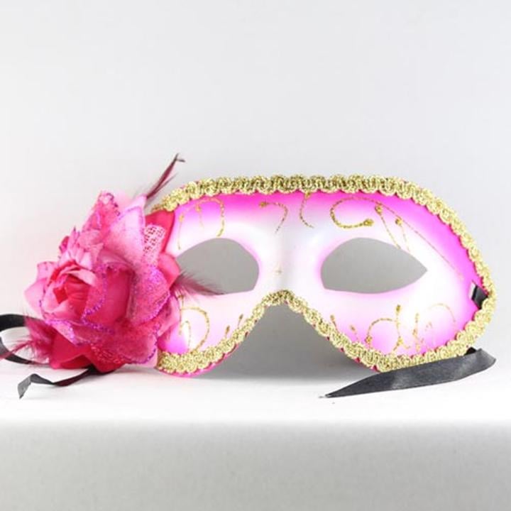 Cerise Venetian Flower Mask