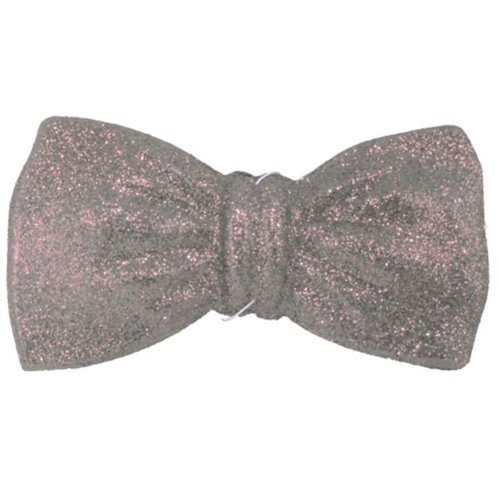 7in. Silver Glitter Bow Ties (12)