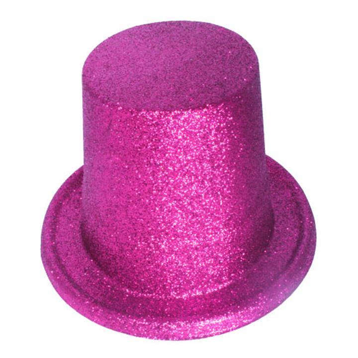 Cerise Glitter Tall Top Hat