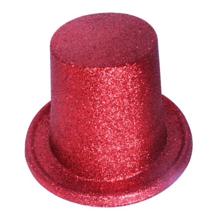 Red Glitter Tall Top Hat