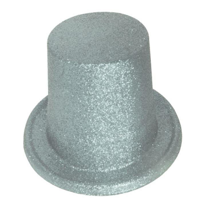 Silver Glitter Tall Top Hat