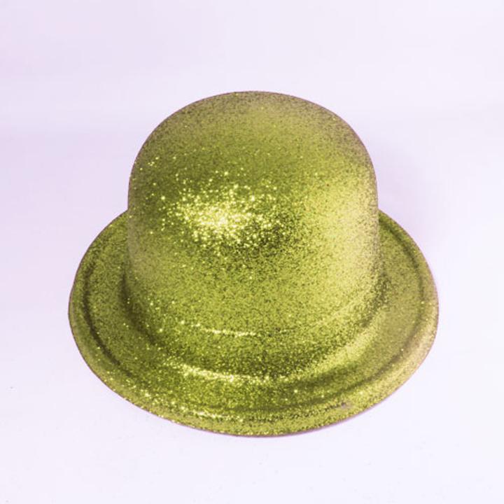 Gold Glitter Tall Bowler Hat