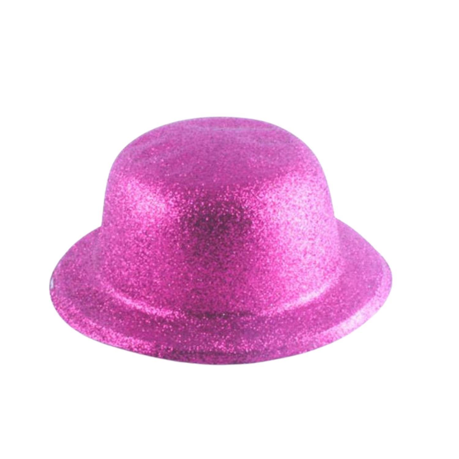 Cerise Glitter Bowler Hat