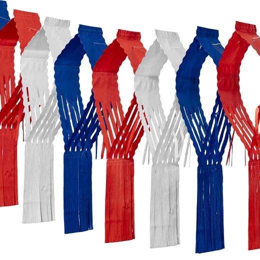 Main image of Red Whit & Blue Drop Fringe Garland 20in. x 12'