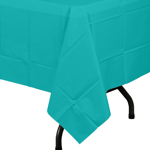 Alternate image of Aqua Blue Plastic Table Cover(Case of 48)
