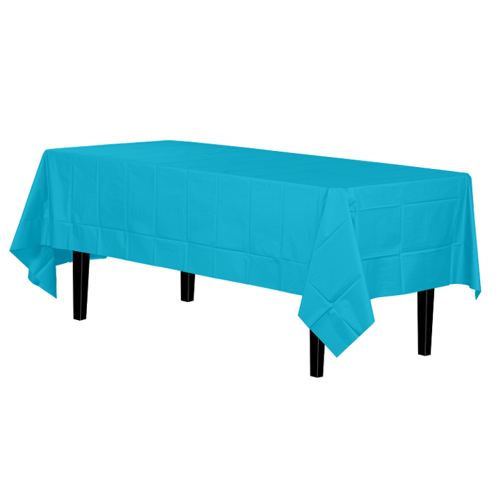Turquoise plastic table cover (Case of 48)