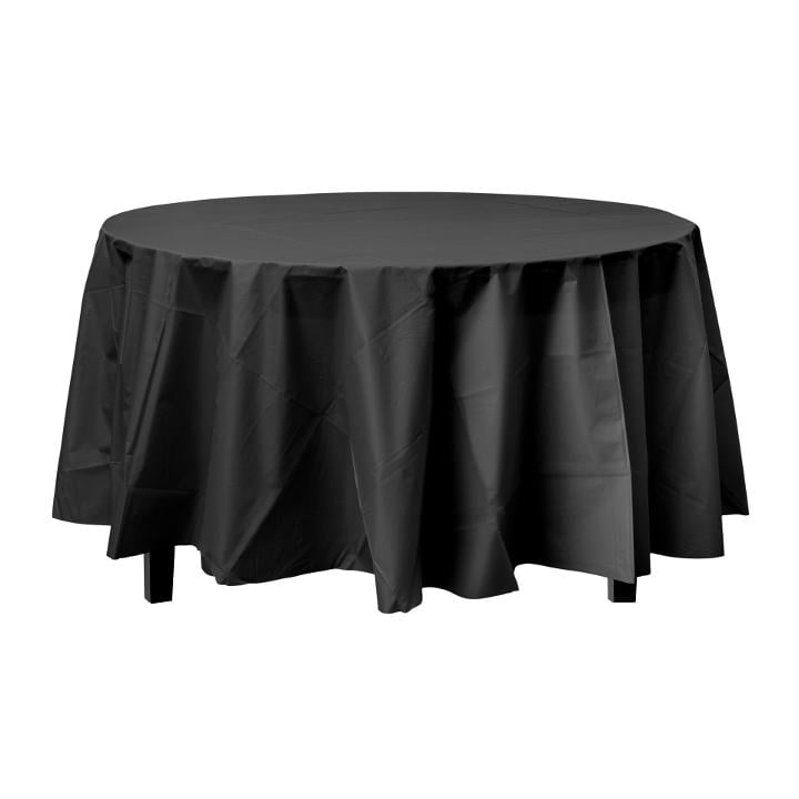 Black Round Plastic Table Cover (Case of 48)