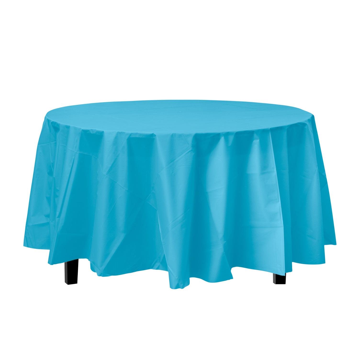 Turquoise Round plastic table cover (Case of 48)